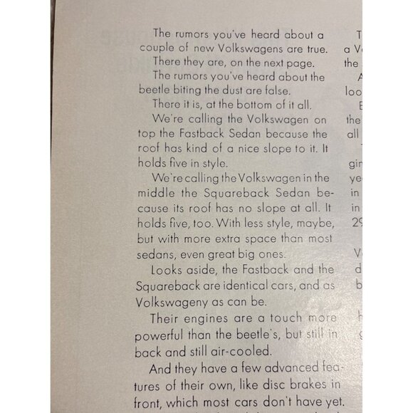 1960s Volkswagen Advertisement Double Page Fastback Squareback & Bug Models - Picture 6 of 12